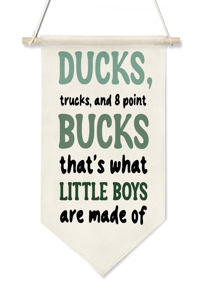 ZTGDA Boys Room Wall Banner-Ducks, Trucks, and Bucks-Canvas Hanging Poster, Western Country Woodland Baby Nursery Wall Art for Boys Room, Toddler Playroom Decor, Gift for New Parents or Baby Shower 16x11inch (KD20) - Image 1